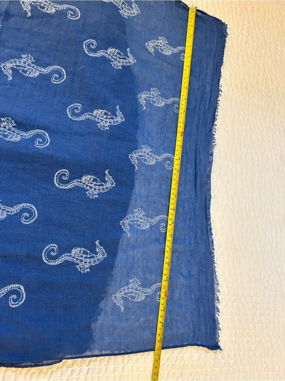 Blue Seahorse Print Lightweight Scarf Sarong